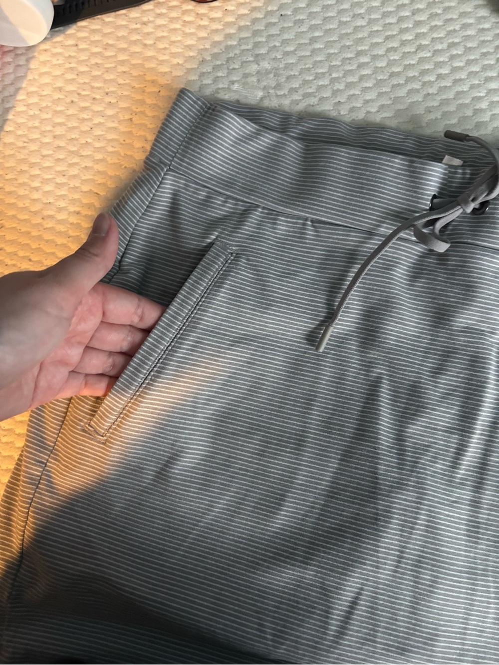 Athleta Light Gray Ribbed Drawstring Mini Skirt - Picture 4 of 6